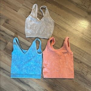 Zenana Outfitters Ribbed Crop Tops in Cream, Blue, and Orange